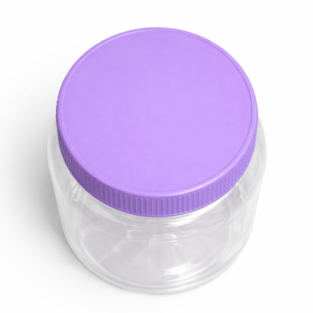 Transparent Plastic Storage Jar with Purple Airtight Lid