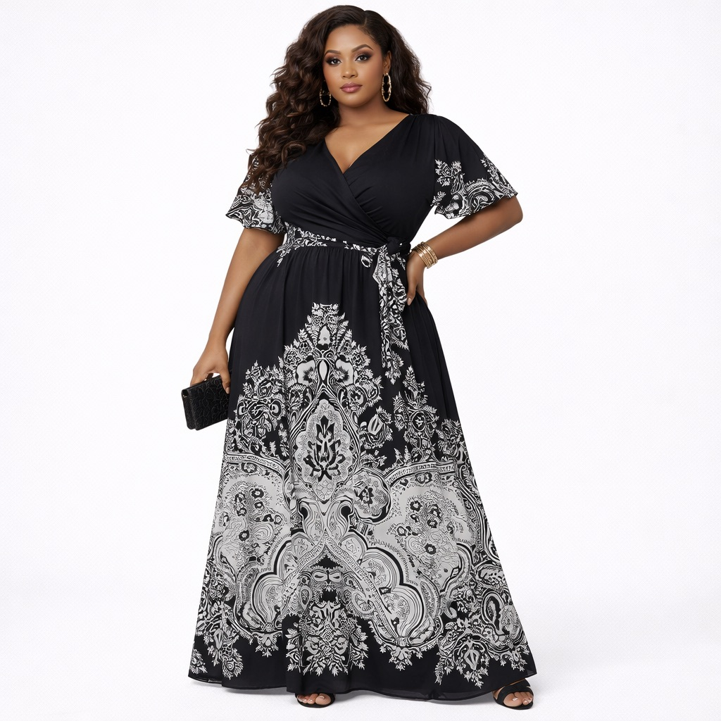 Premium Black and White  Ornate Baroque Vintage Pattern Material