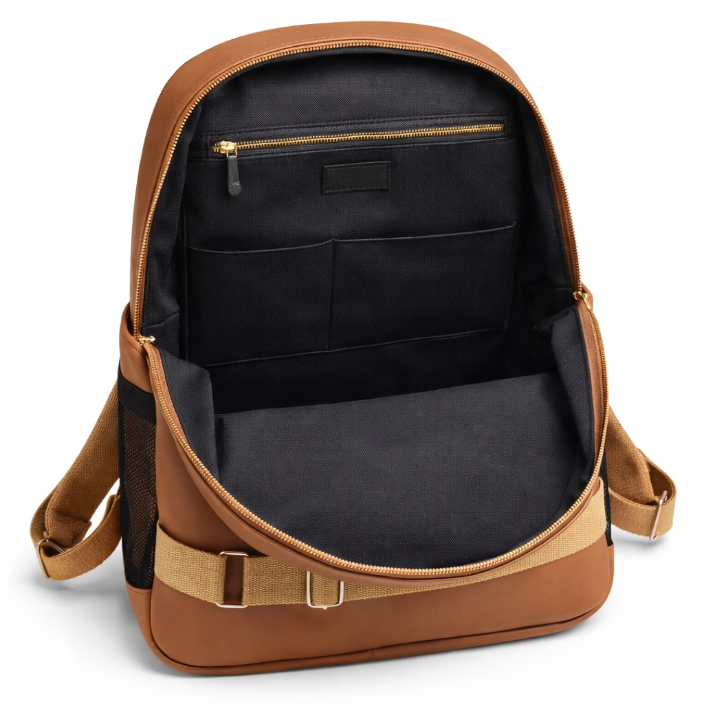 Premium Tan Leather Backpack