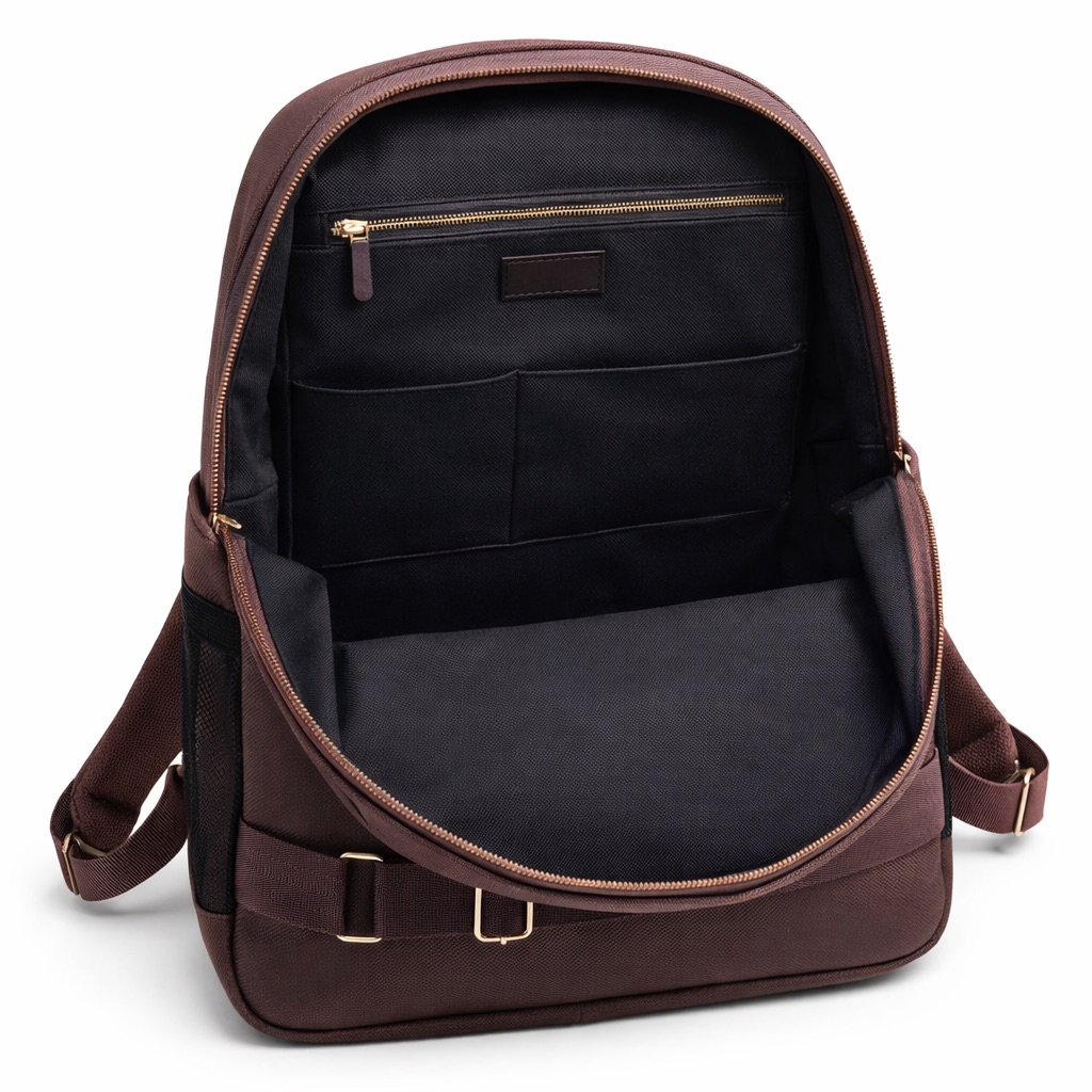 Premium Coffee Brown Textured Backpack