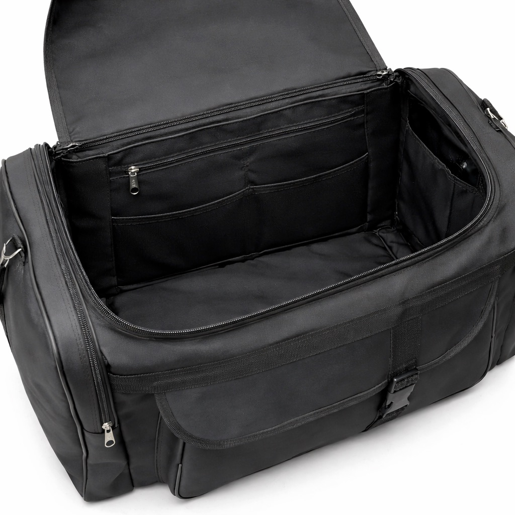 Premium Black Multi Compartment Travel Duffel Bag