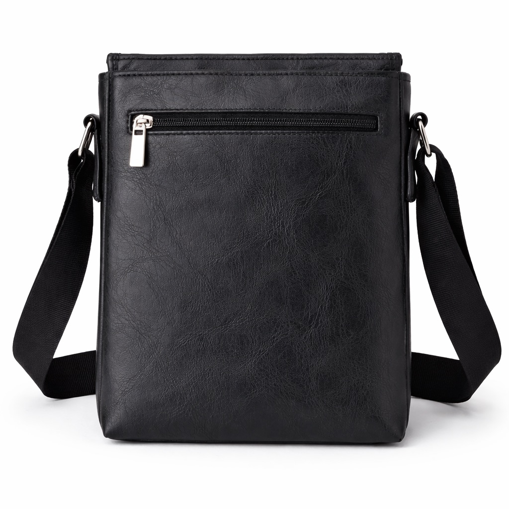 Premium Black Embossed Monogram Flap Crossbody Bag
