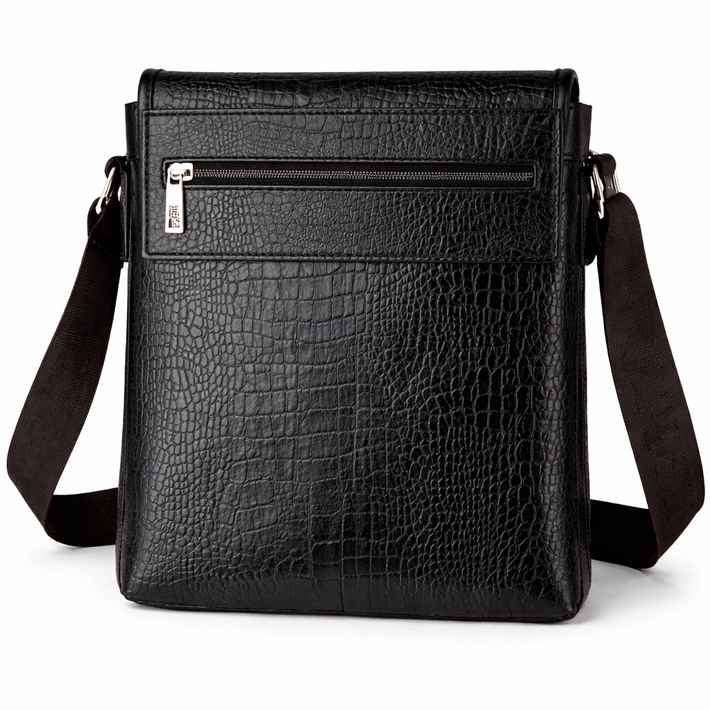 Premium Black Croc Embossed Flap Crossbody Bag