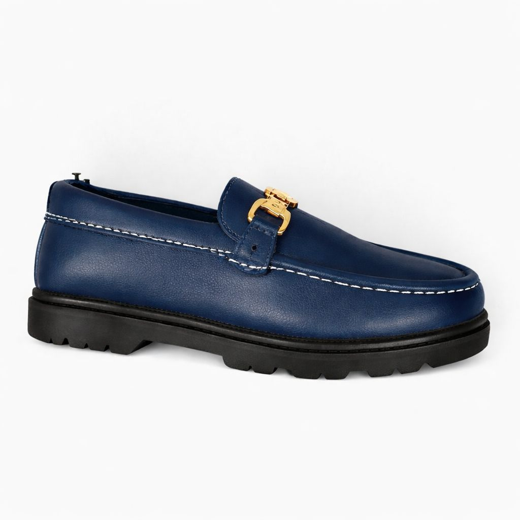 Kids Navy Blue Classic Slip On Loafer Shoe