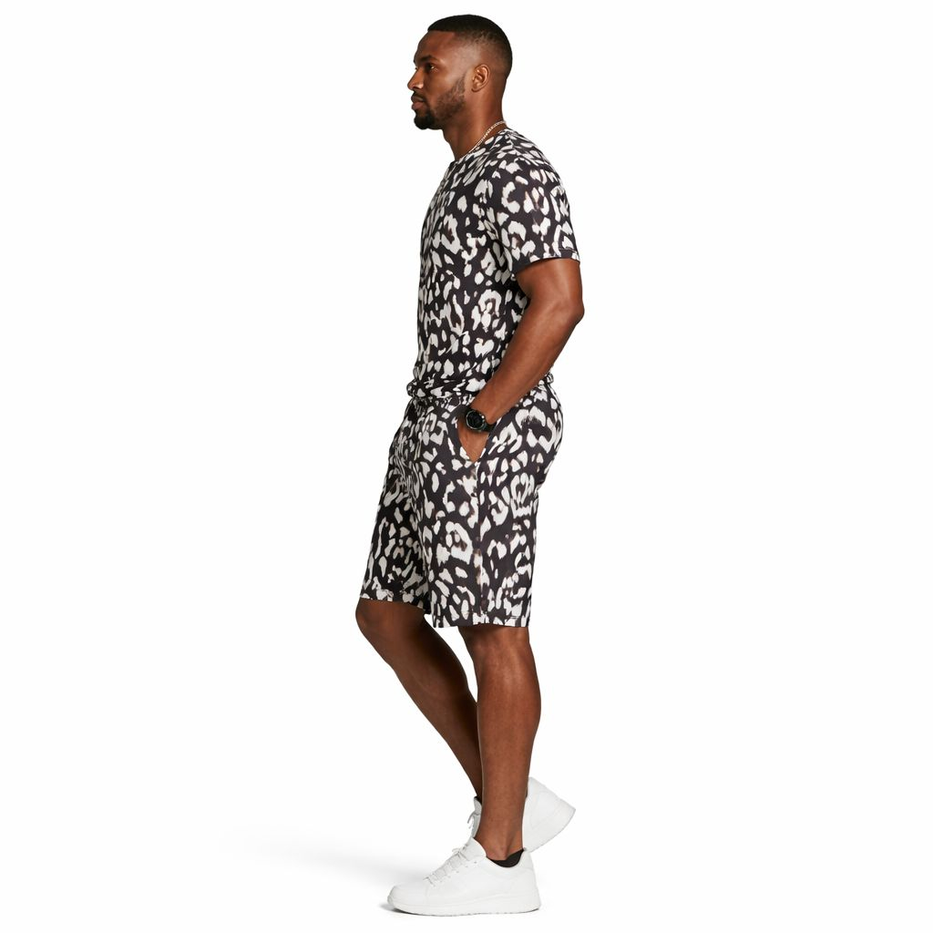 Black & White Mens Black & White Animal Print Two Piece Set Two Piece Set Casual Matching Outfit