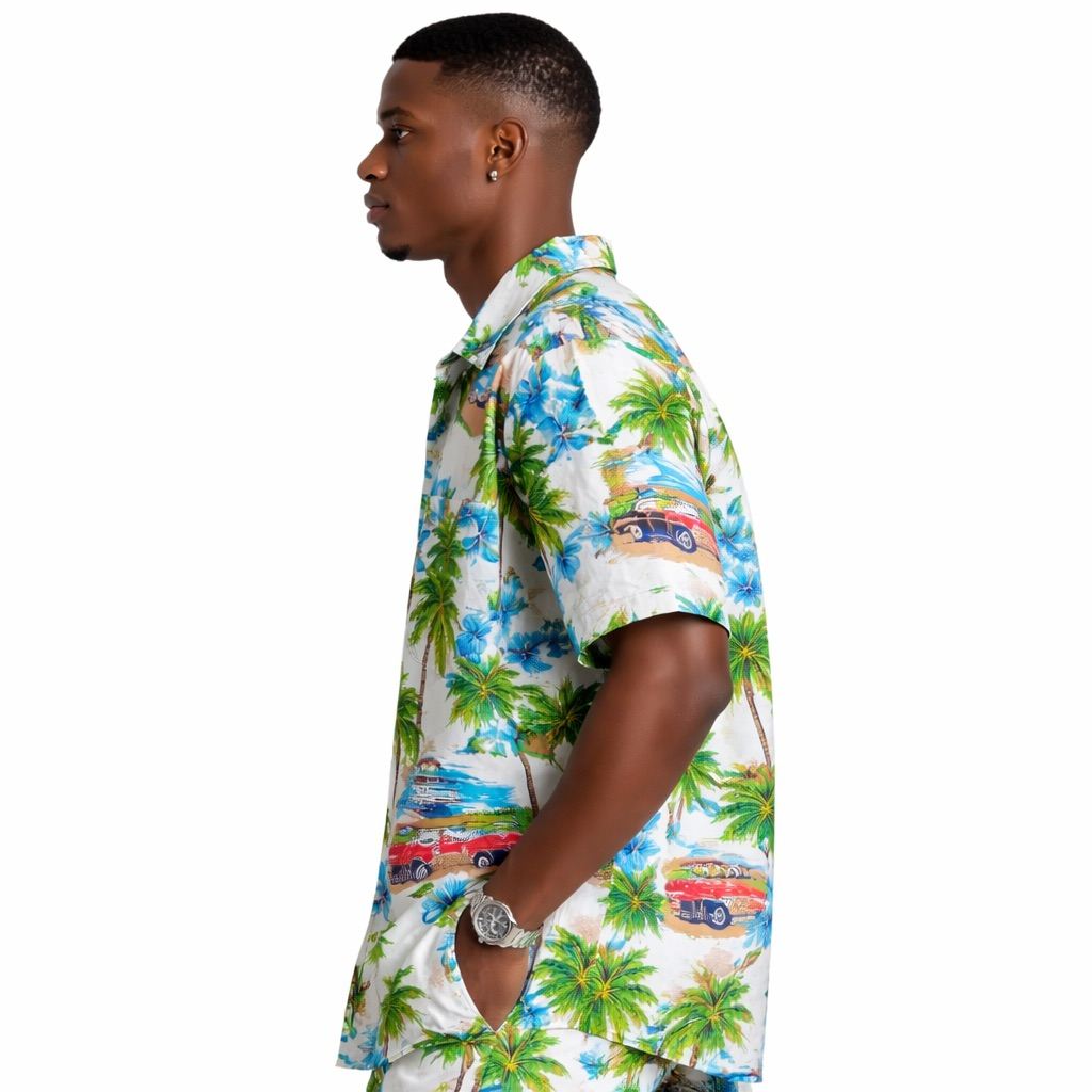 Premium Tropical Print Short Sleeve Shirt