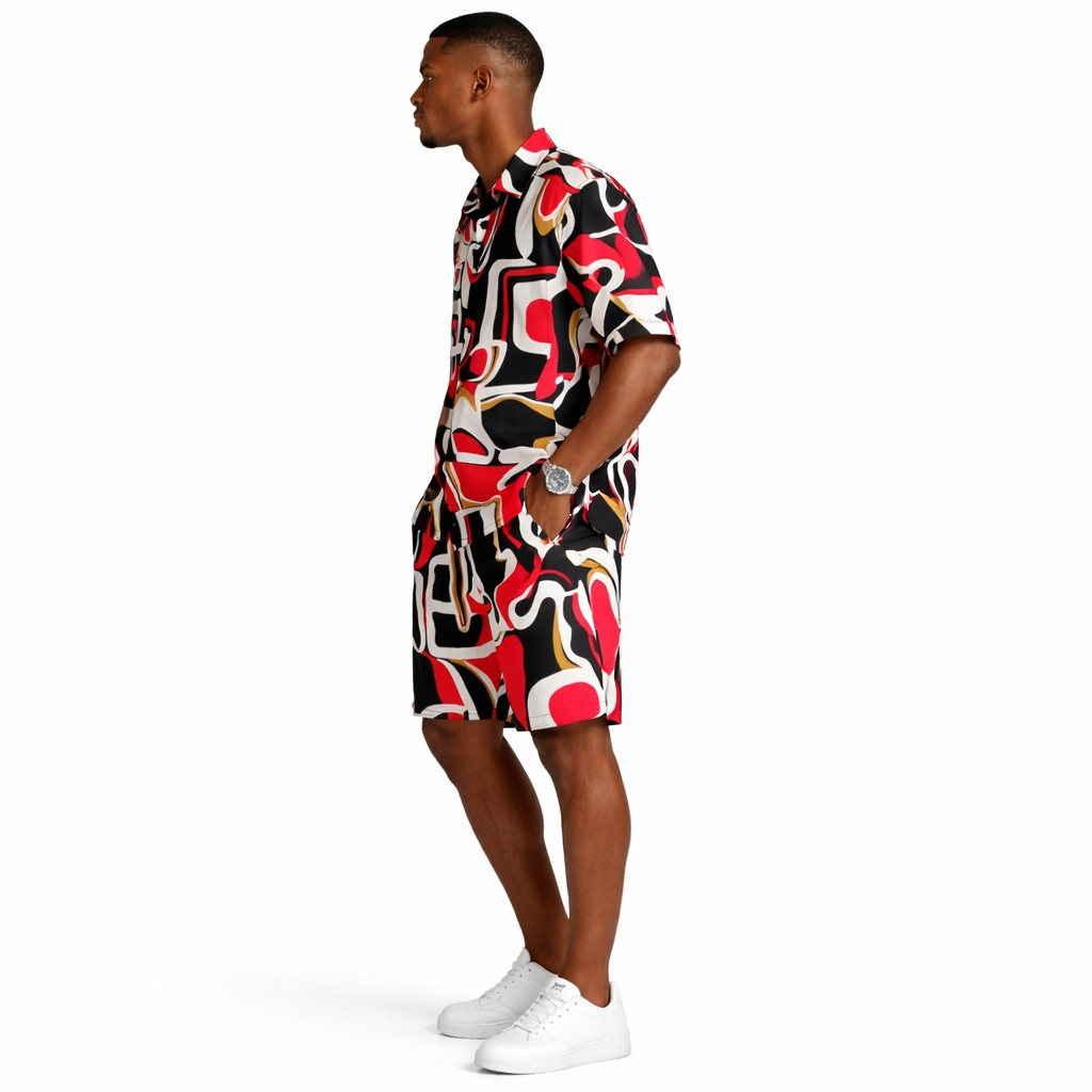 Premium Abstract Print Short Sleeve Shirt and Short Outfit