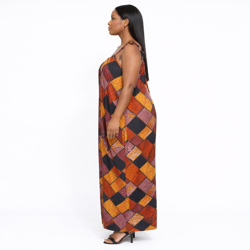 Premium Ankara Patchwork Tie strap Maxi Dress