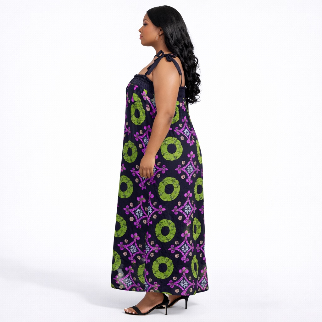 Premium Strap Adjustable Tie Shoulder Maxi Dress