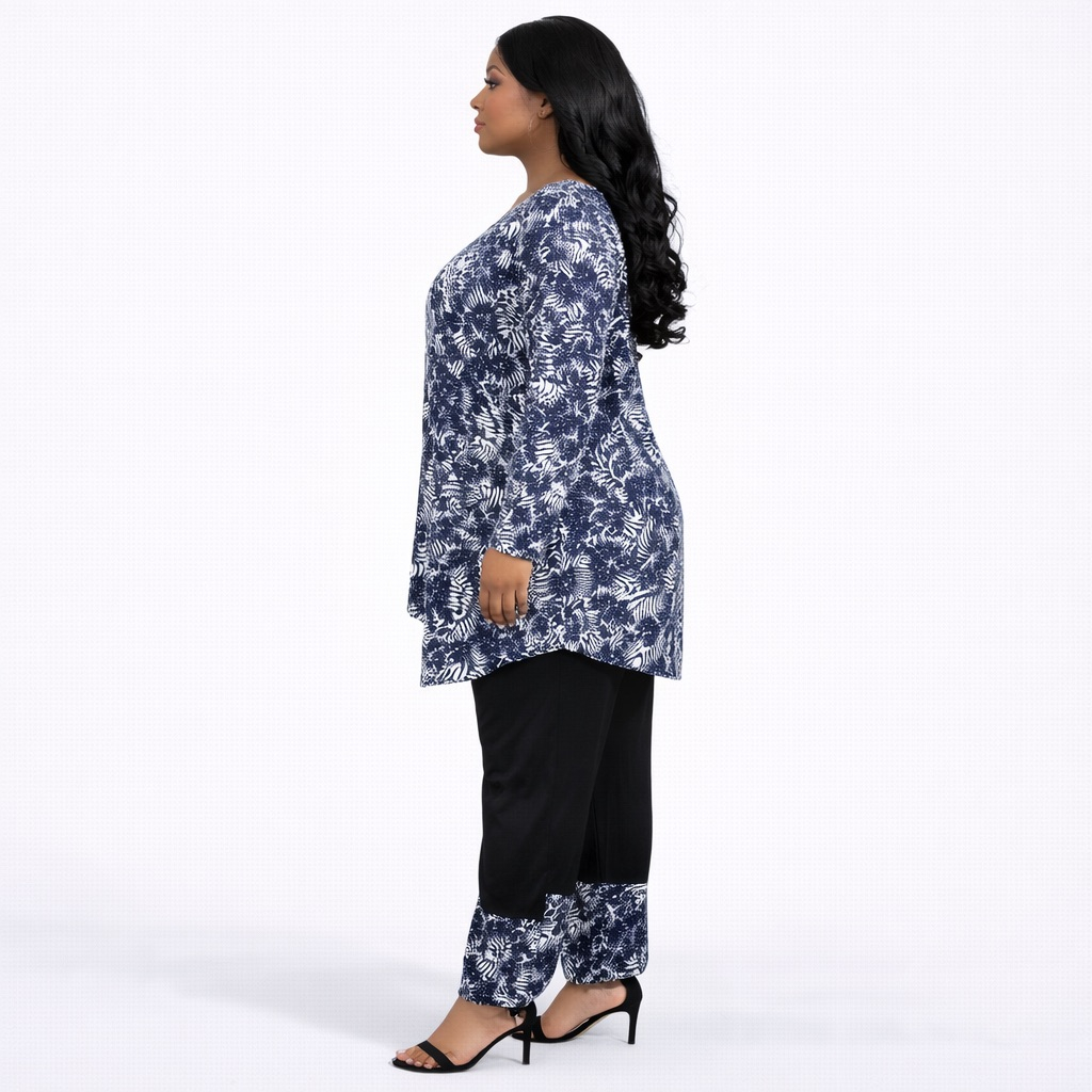 Premium Blue and White Long sleeve Printed Lounge Set