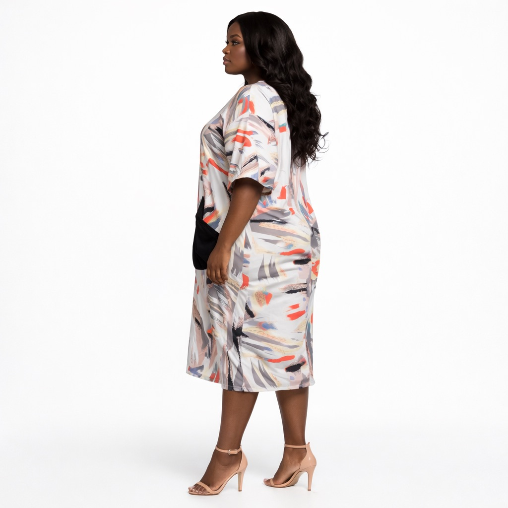 Premium Abstract  Print Sleeveless Maxi Dress with Side Pockets