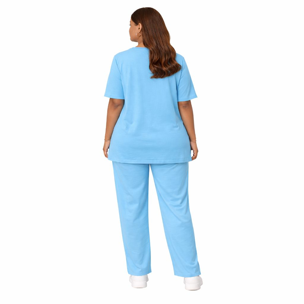 Sky Blue Stripe Detail Co Ord Set  Casual Two Piece Outfit