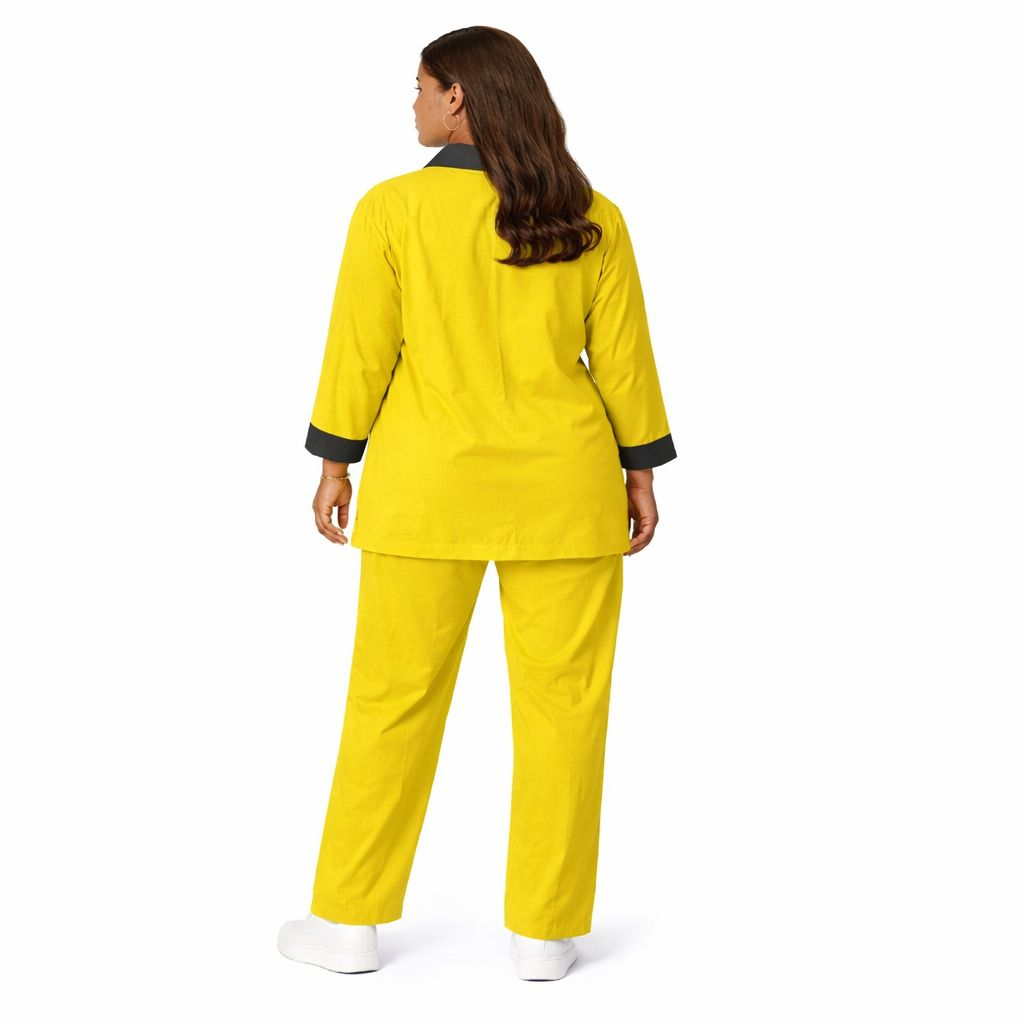 Lime Green and Black Button Front Co Ord Set Graphic Detail Two Piece Outfit