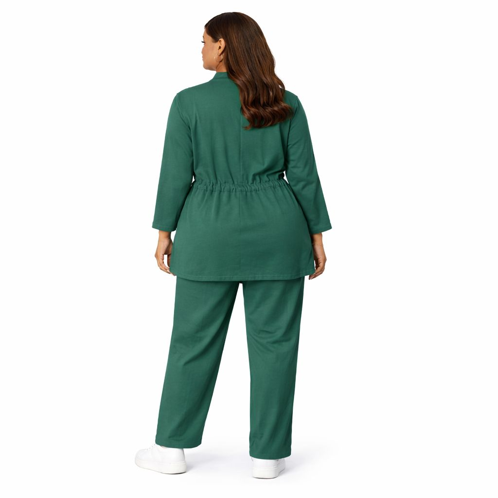 Emerald Green Co Ord Set Button Front Belted Two Piece Outfit