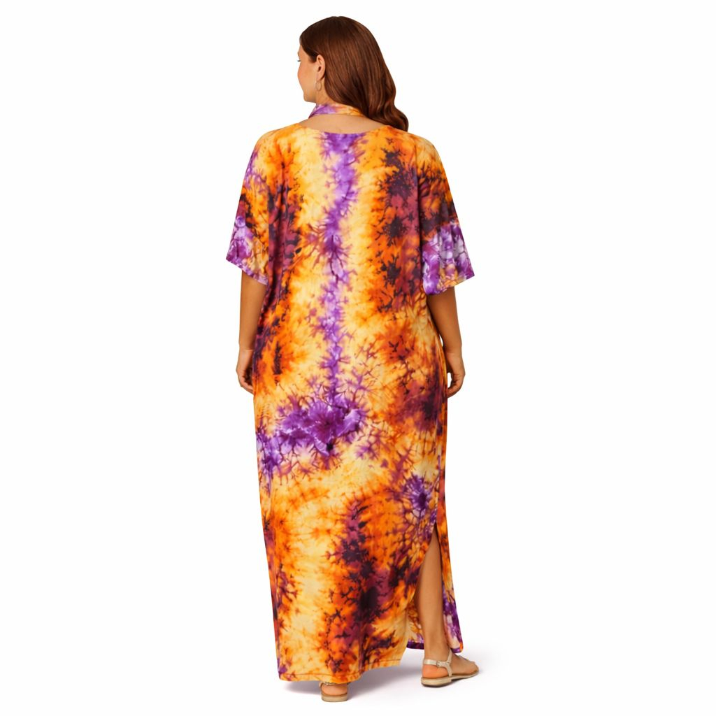 Multicolor Tie Dye Relaxed Fit Statement maxi dress
