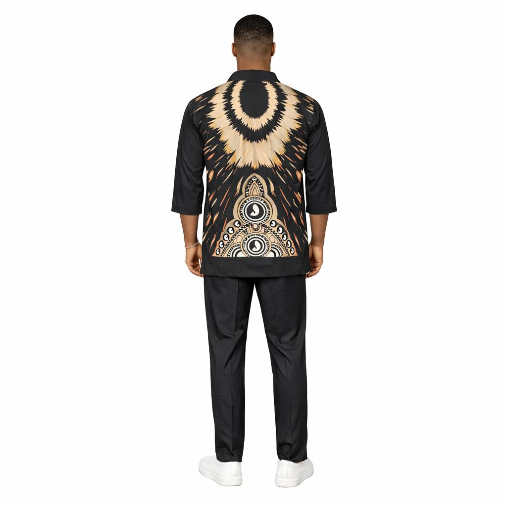 Black Tribal Print Shirt and Matching Pants Co Ord Set