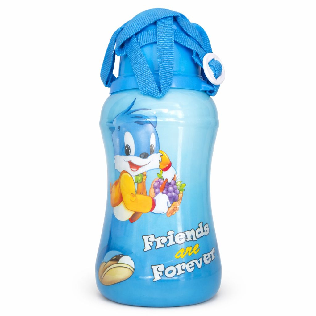 Kids Cartoon Water Bottle with Strap and Flip Lid