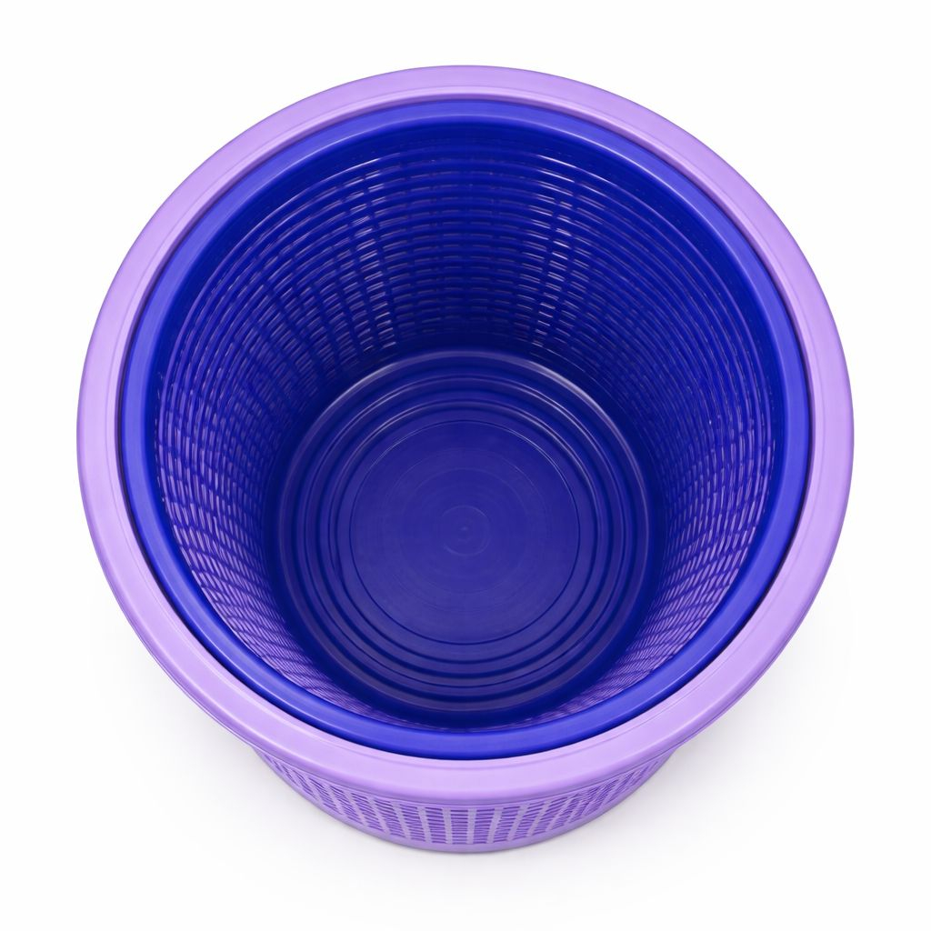 Purple Plastic Laundry Basket with Ventilated Design