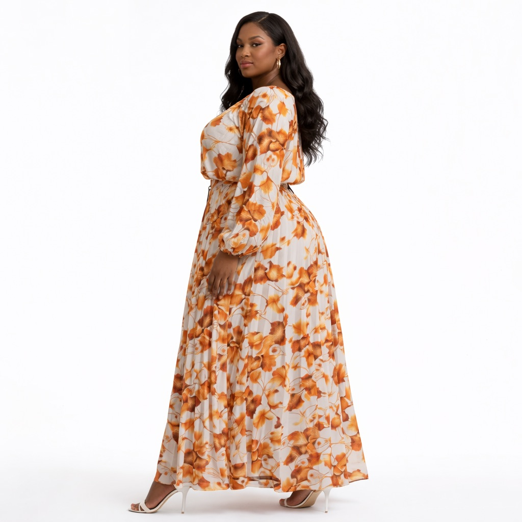 Autumn Floral Two Piece  Maxi Skirt Set