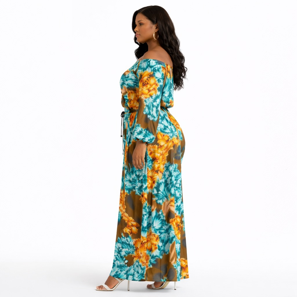 Tropical Bloom Off Shoulder & Wide Leg Palazzo Two Piece Set