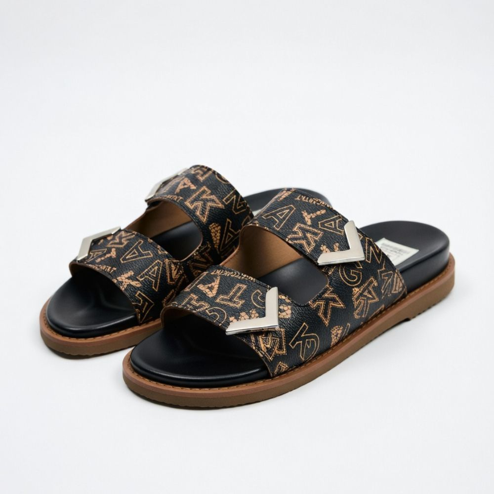 Designer Inspired Double Strap Slide Sandals