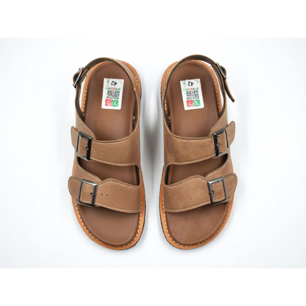 Men Classic Leather Buckle Sandals with Slingback