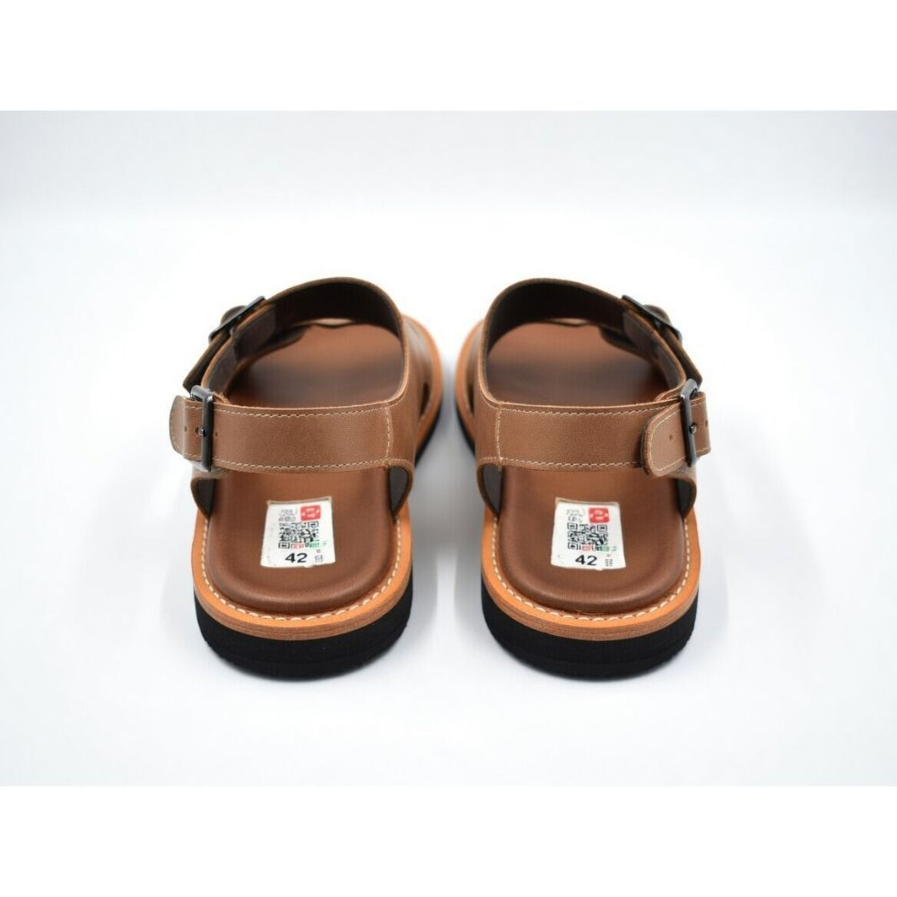 Men Classic Leather Buckle Sandals with Slingback