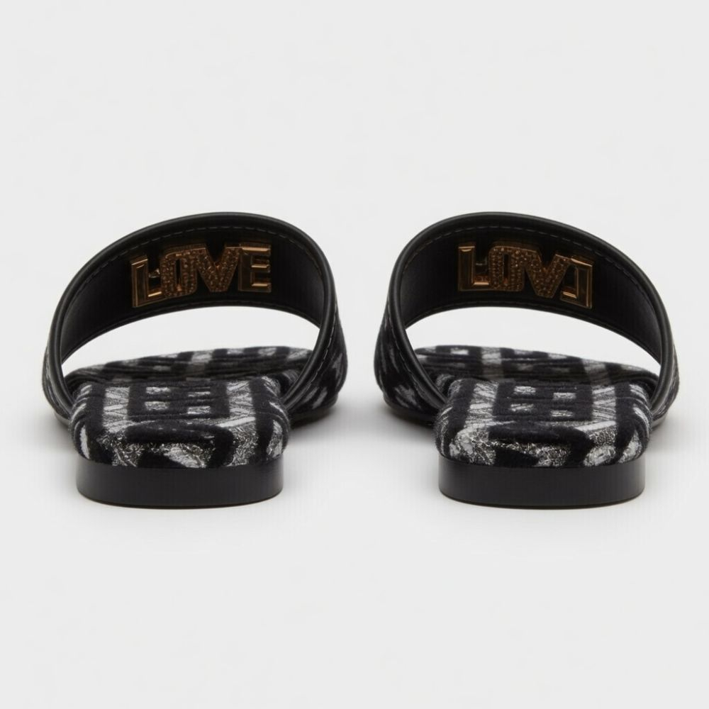 Women Patterned Slide Sandals with Gold Accent