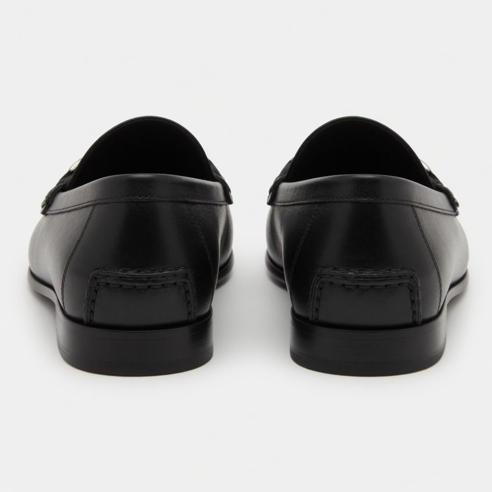 Mens Black Loafers with Unique Heel Design
