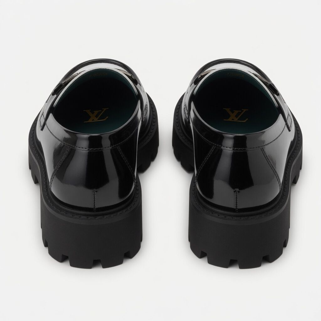Executive Two Tone Patent Leather Loafers with Buckle Detail