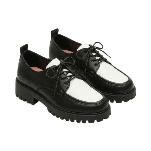 Mens Black and White Chunky Sole Lace Up Casual Shoes