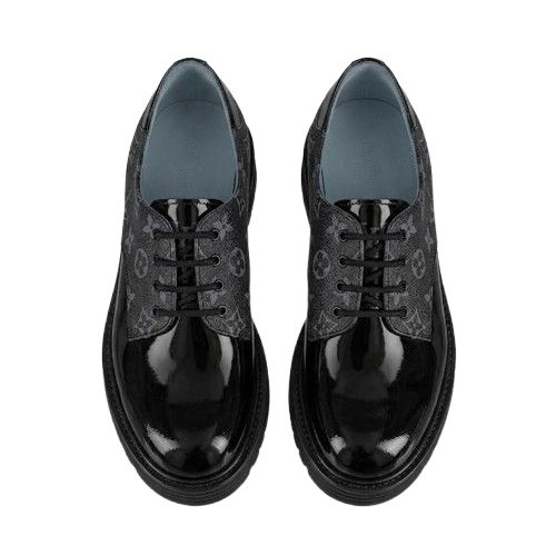 Mens Monogram Patent Platform Lace Up Shoes