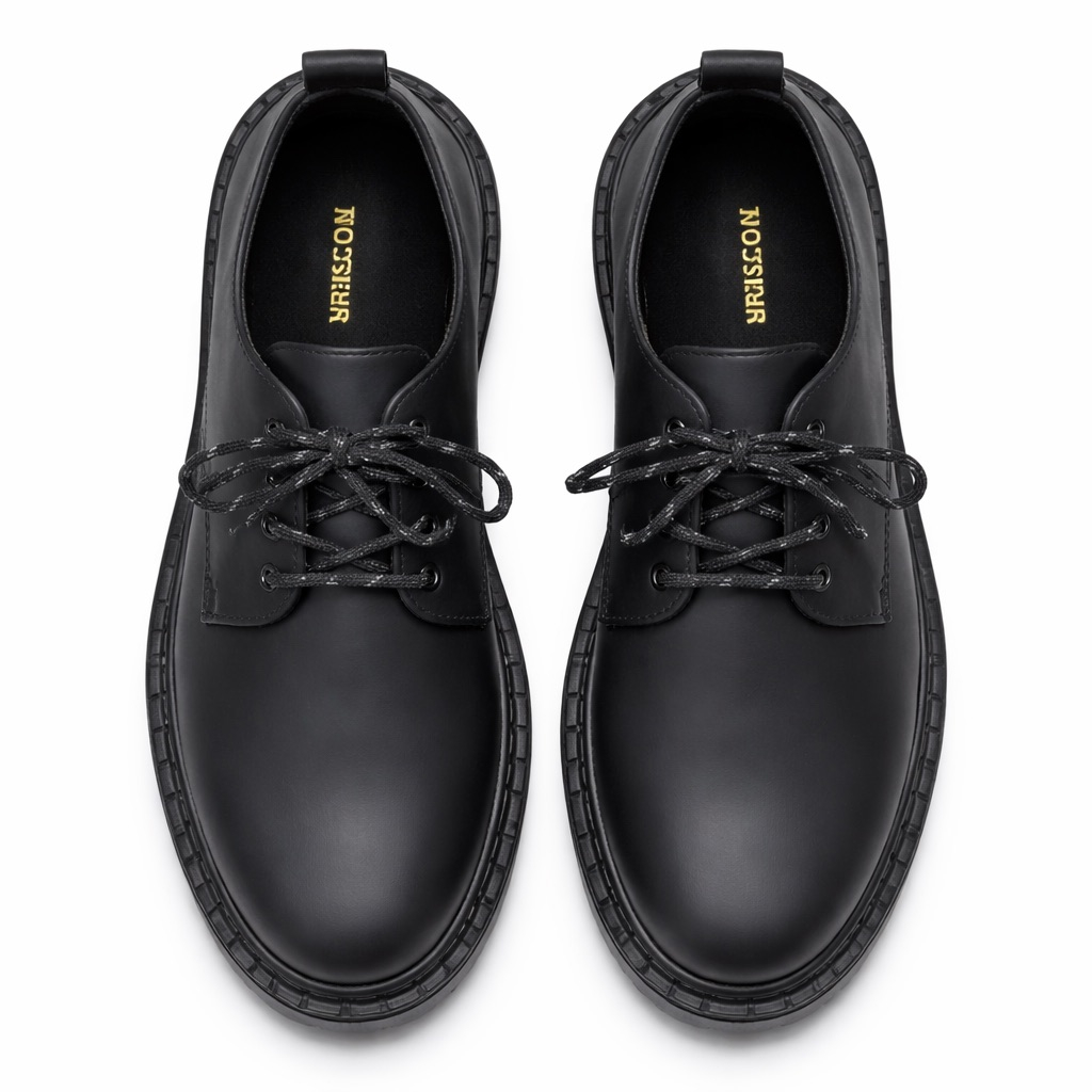 Mens Black Lace Up  Chunky Sole Casual Shoes