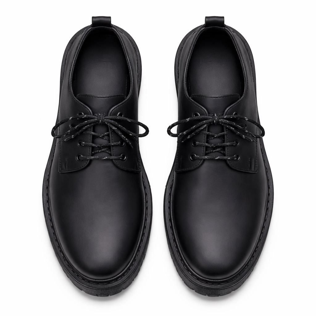 Mens Black Classic Lace Up Derby  Shoes with Chunky Sole