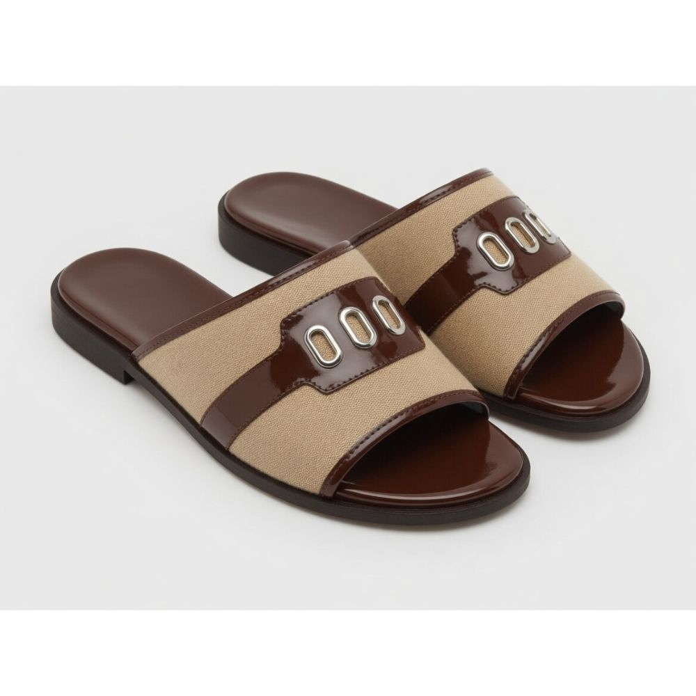 Mens Brown Casual Slide Sandals