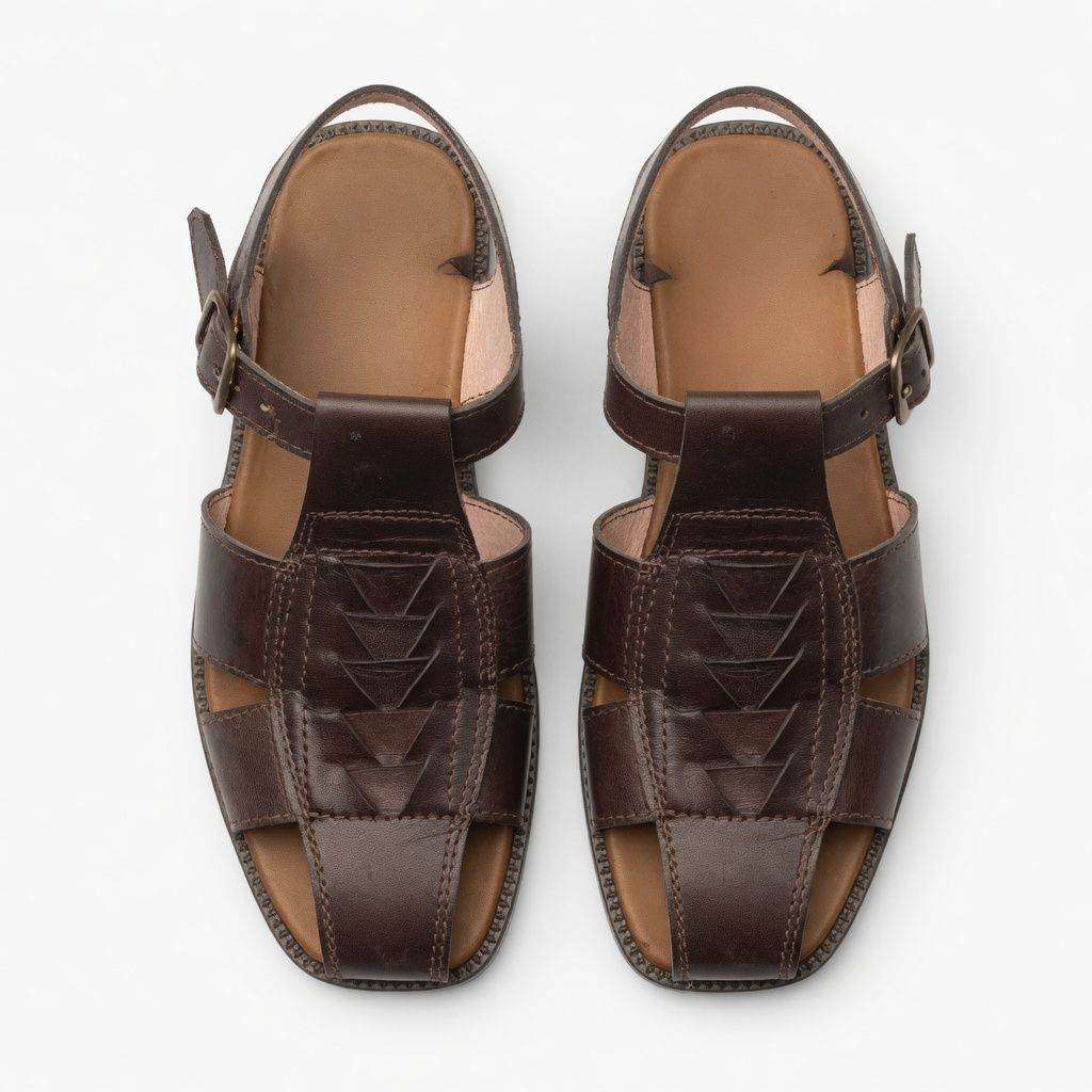 Mens Brown Leather Fisherman Sandals