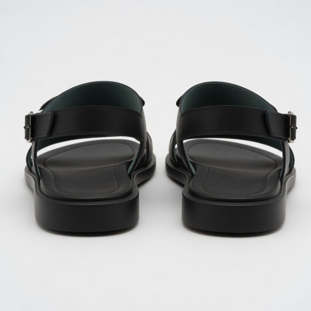 Mens Black Double Strap Slingback Sandals