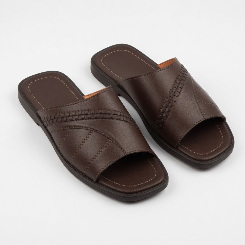 Mens Brown Premium Slide Sandals