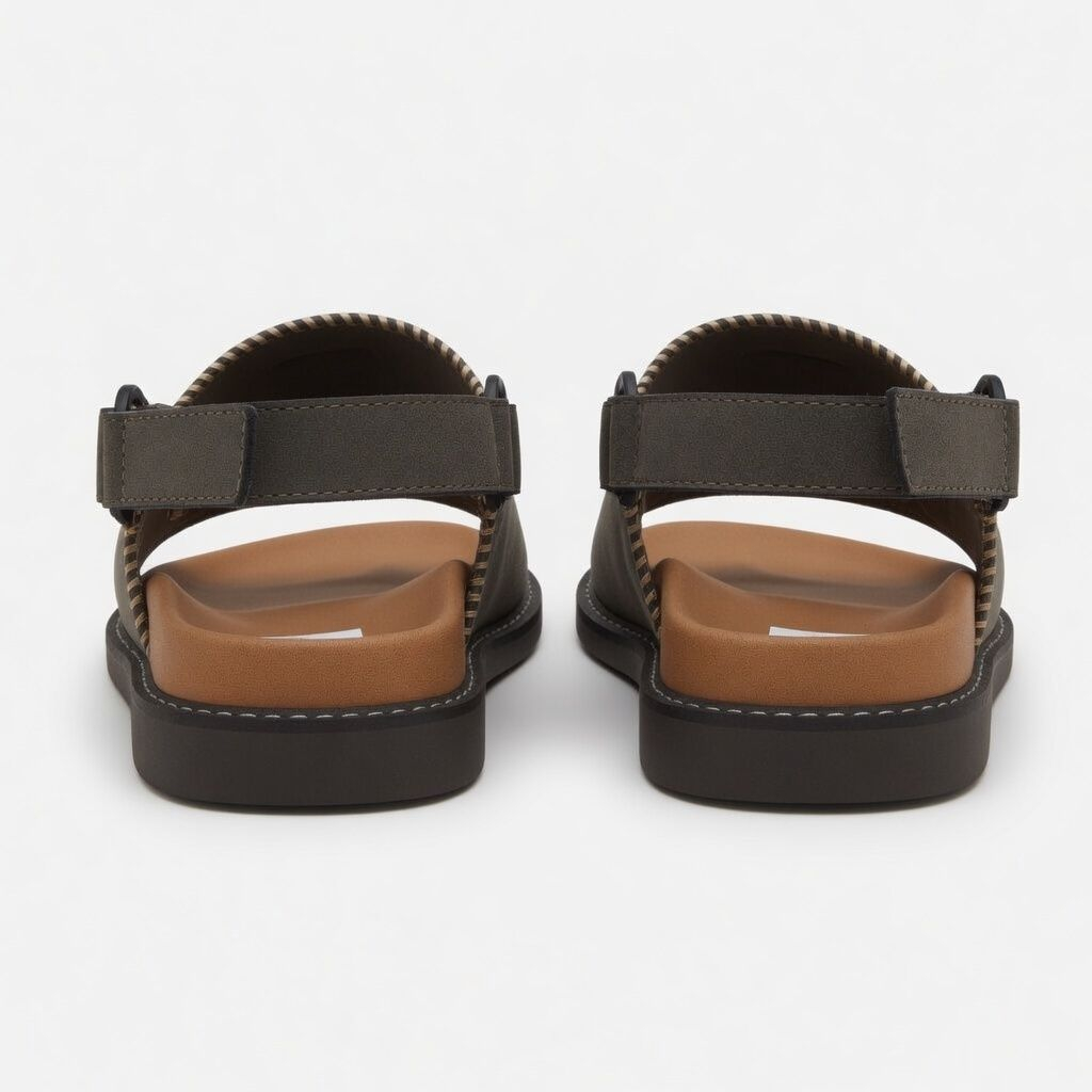 Artisanal Slate Grey Whipstitched Slingback Sandals