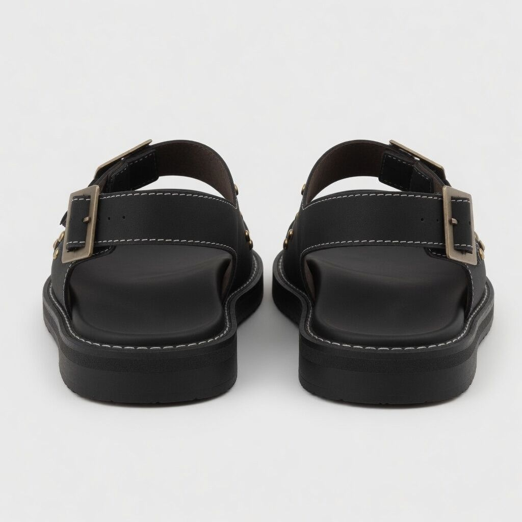 Artisanal Slate Grey Utility Buckle Sandals