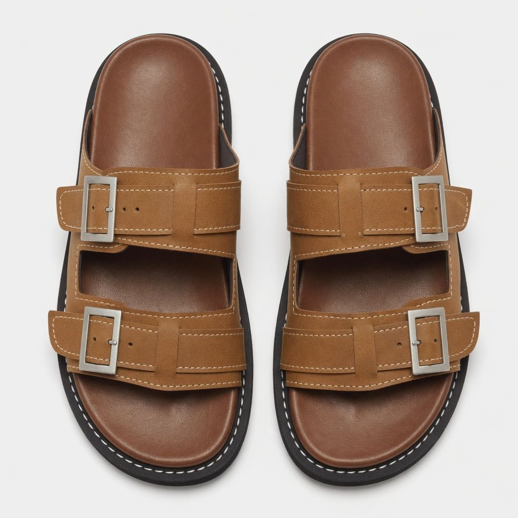 Artisanal Slate brown Multi Strap Buckle Sandals