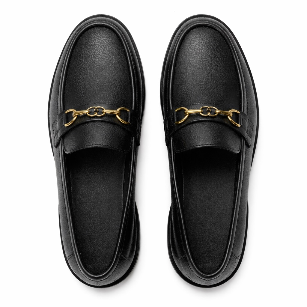 Mens  Black Classic Horsebit Leather Loafers