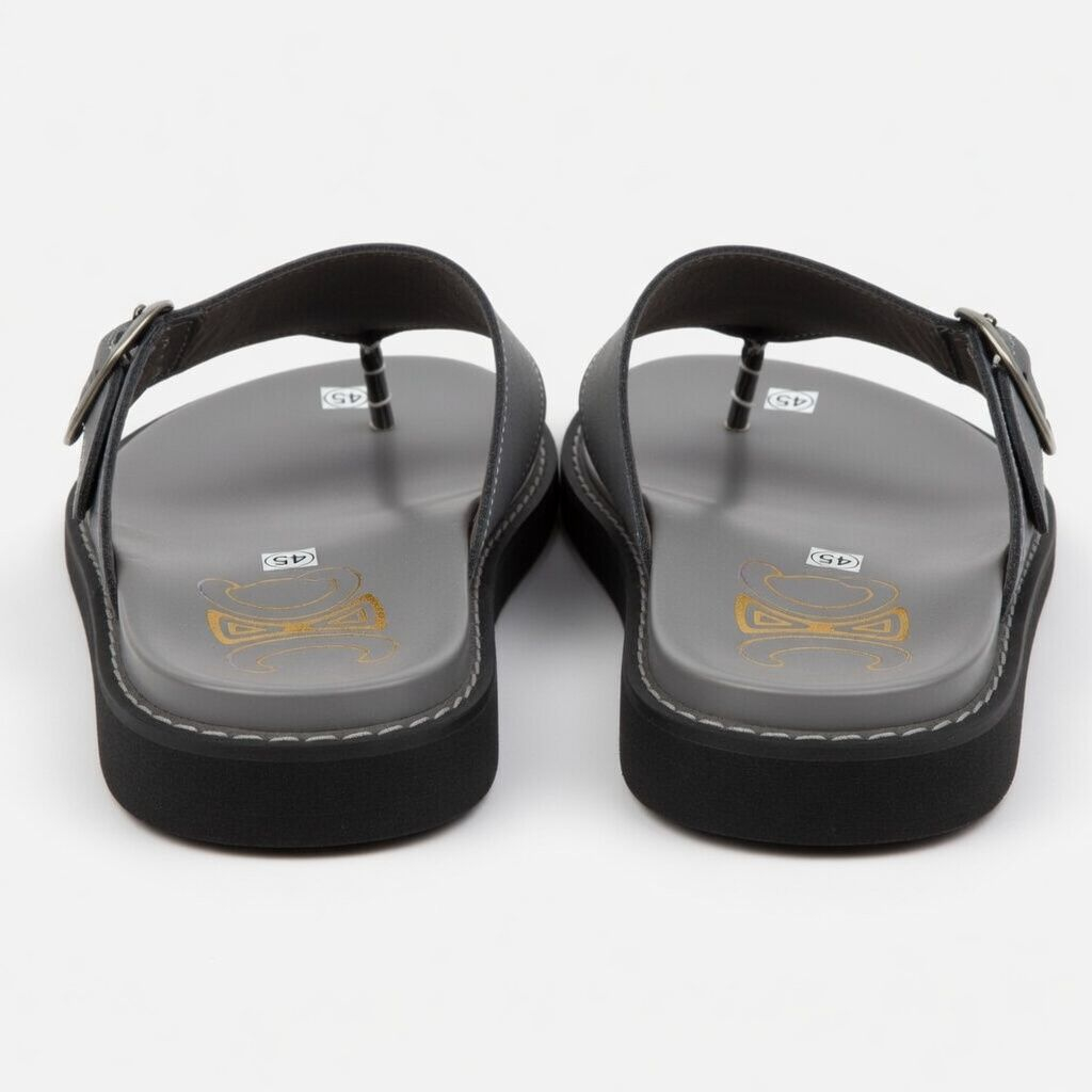 Men Grey Buckle Toe Post Casual Slippers