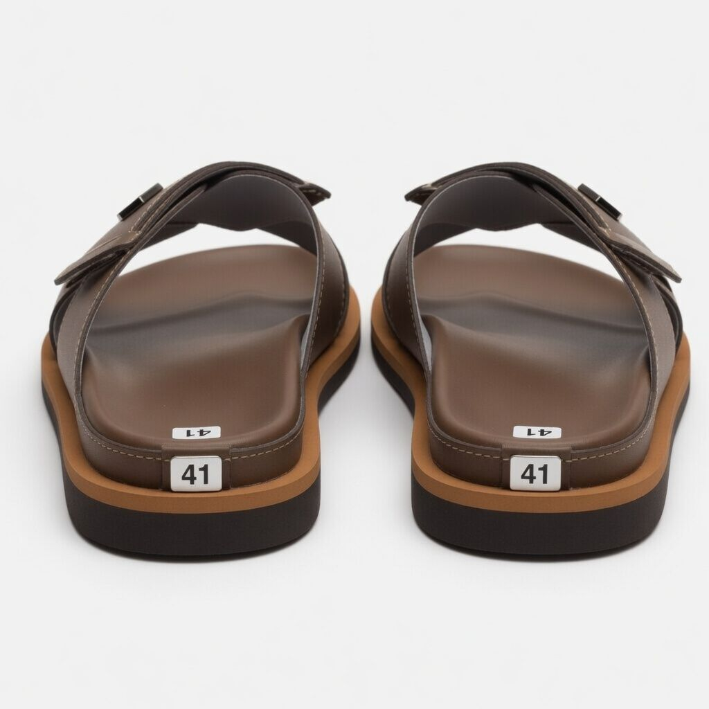 Men coffee brown Cross Strap Casual Slide Slippers
