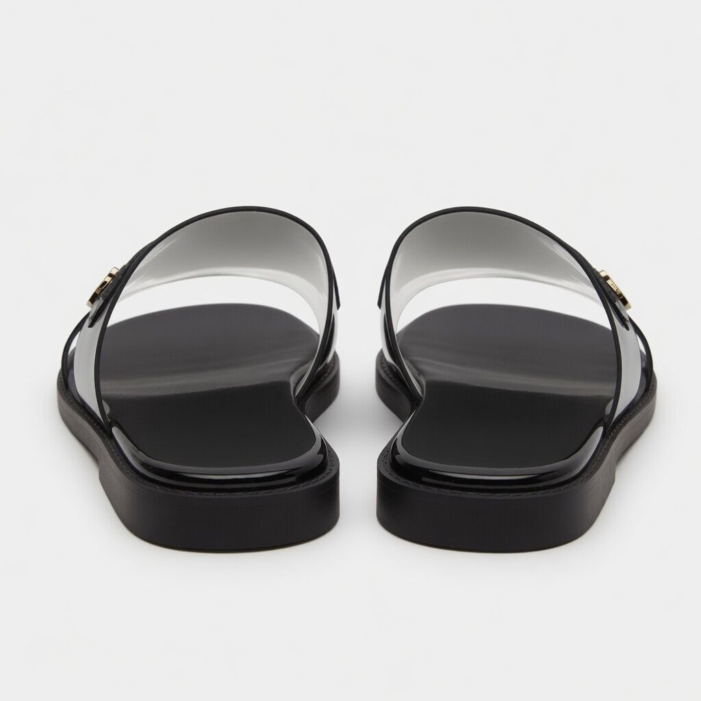 Mens Black Multi Strap Premium Slide Sandals