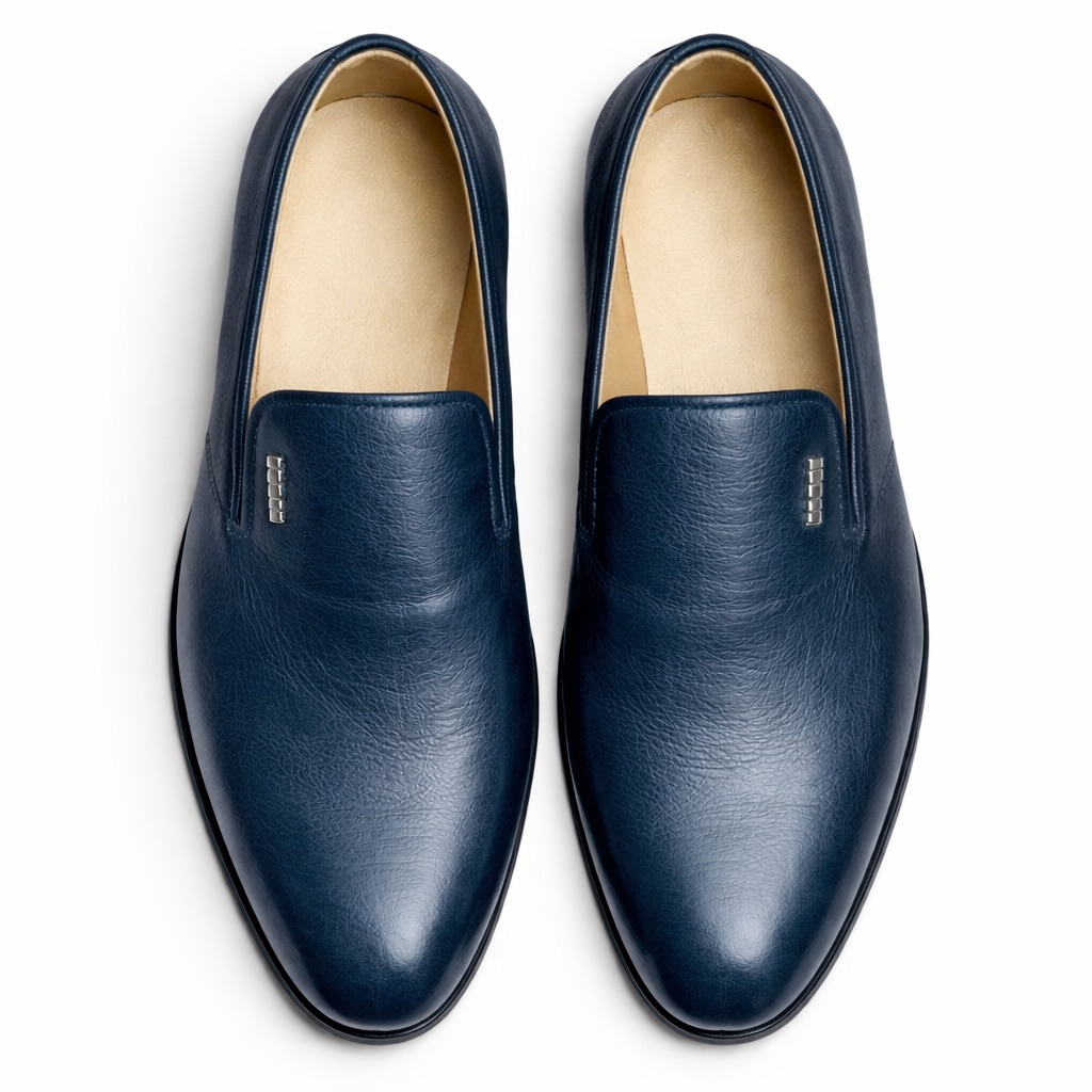 Mens Classic Leather  Slip On  Loafers in Deep Navy