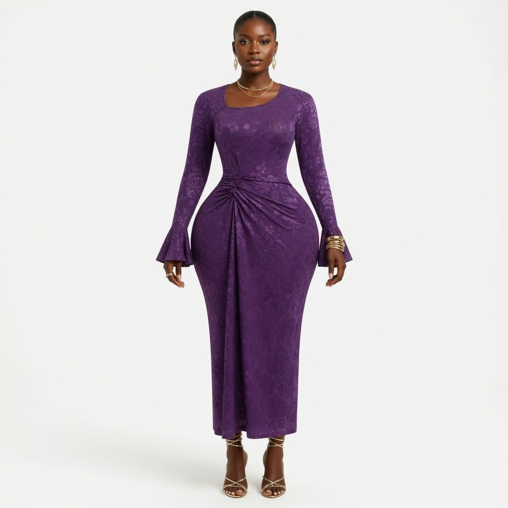 Floral Patterned Long Sleeve Dresses for Women