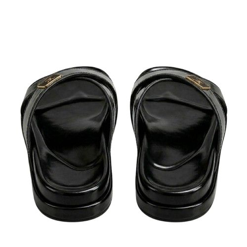 Glossy Criss Cross Strap Slide Sandals