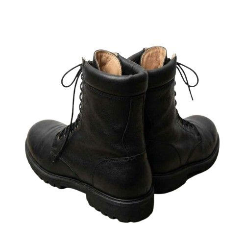 Mens Black Leather Combat Boots
