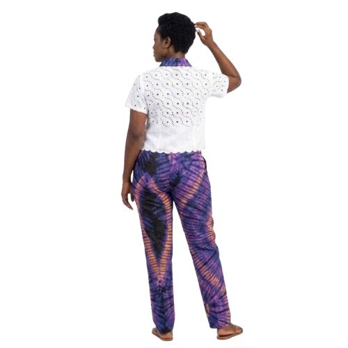 Two Piece Eyelet Lace and Batik Print Set